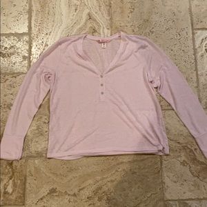 VS distressed v neck 3 button henley NWOT Large